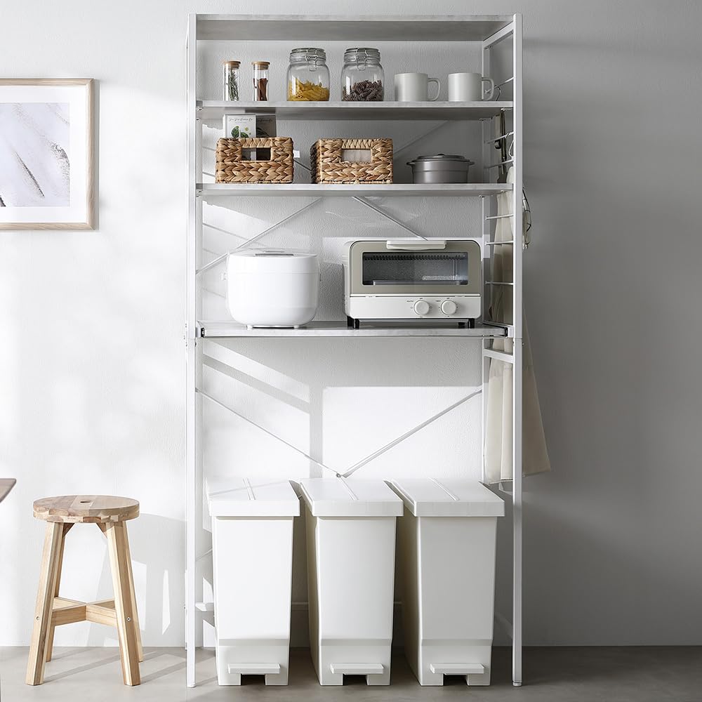 Amazon.co.jp: RASIK レンジラック ゴミ箱上収納タイプ キッチン 収納